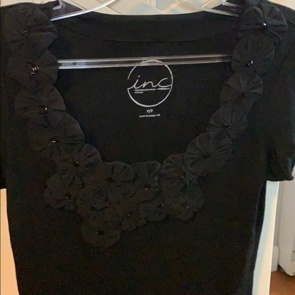 INC black short sleeved blouse black size Small - Picture 3 of 7